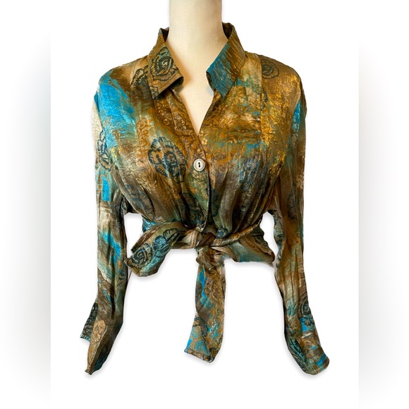 erin london Tops - Blue and Gold Blouse